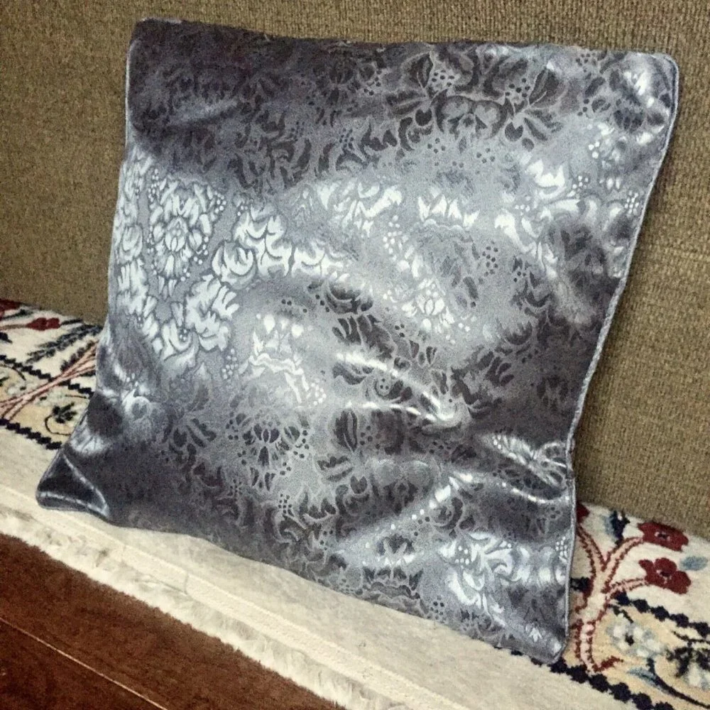 2 Throw Pillow‎ Covers 18” Square Jacquard Solid Grey Gold Black or Brown Zip On